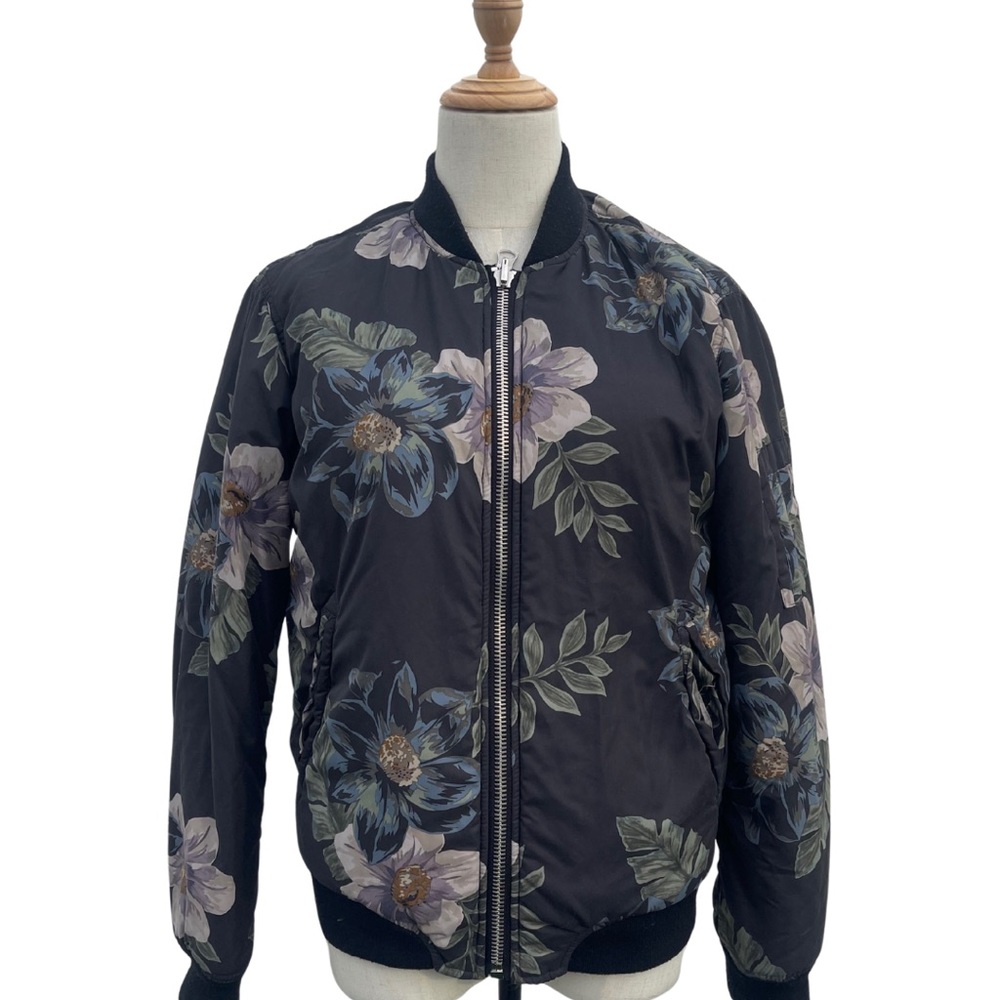 🪻Moody Floral Reversible Bomber Jacket | Size Small | Quilted | Lightweight)